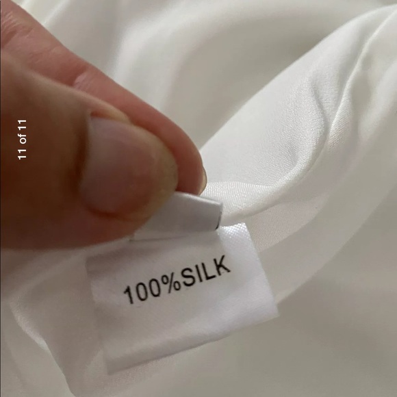 Silk tuxedo pleat ruffle lace flower white dress - Picture 10 of 16